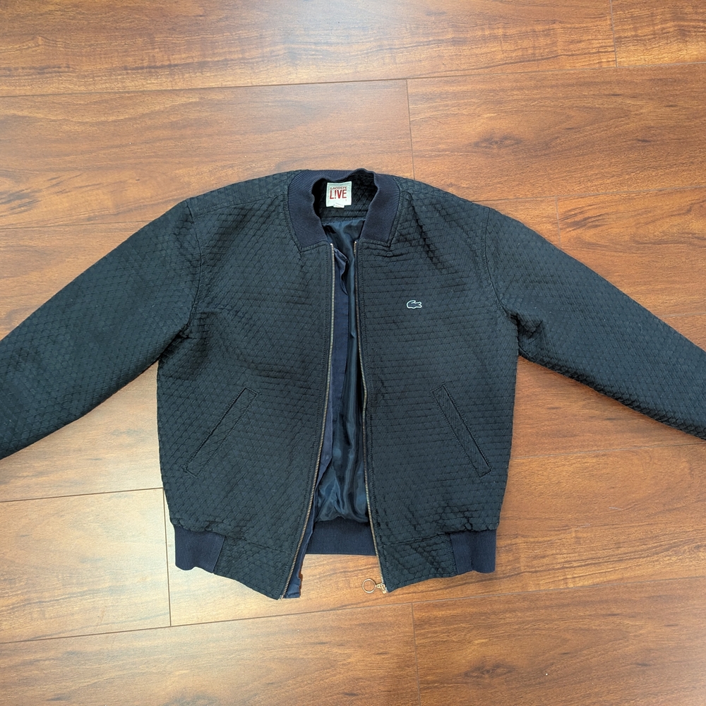 Lacoste Navy Quilted Bomber Jacket